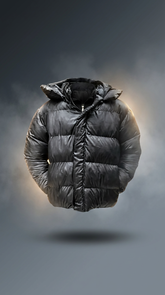 کاپشن پافر ضد آب مشکی استرنج کلاه دار